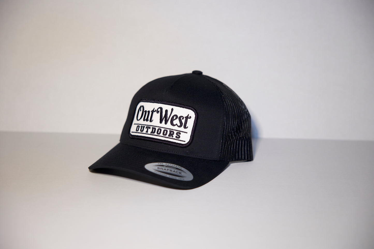 OutWest Trucker Cap Black/Black White Patch