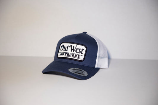 OutWest Trucker Cap Blue/White White Patch